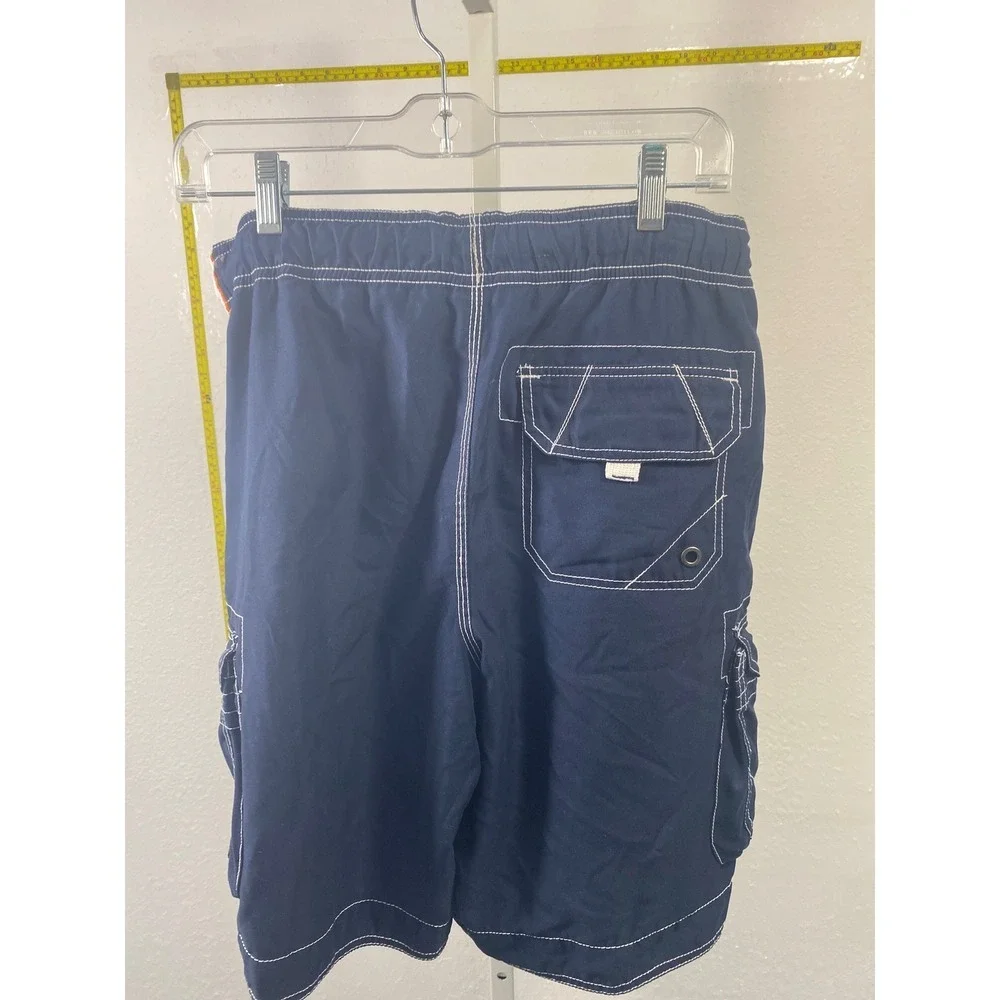 Ocean Pacific OP Mens Board Shorts Navy Orange Stripe Cargo Swim Trunks Big 34